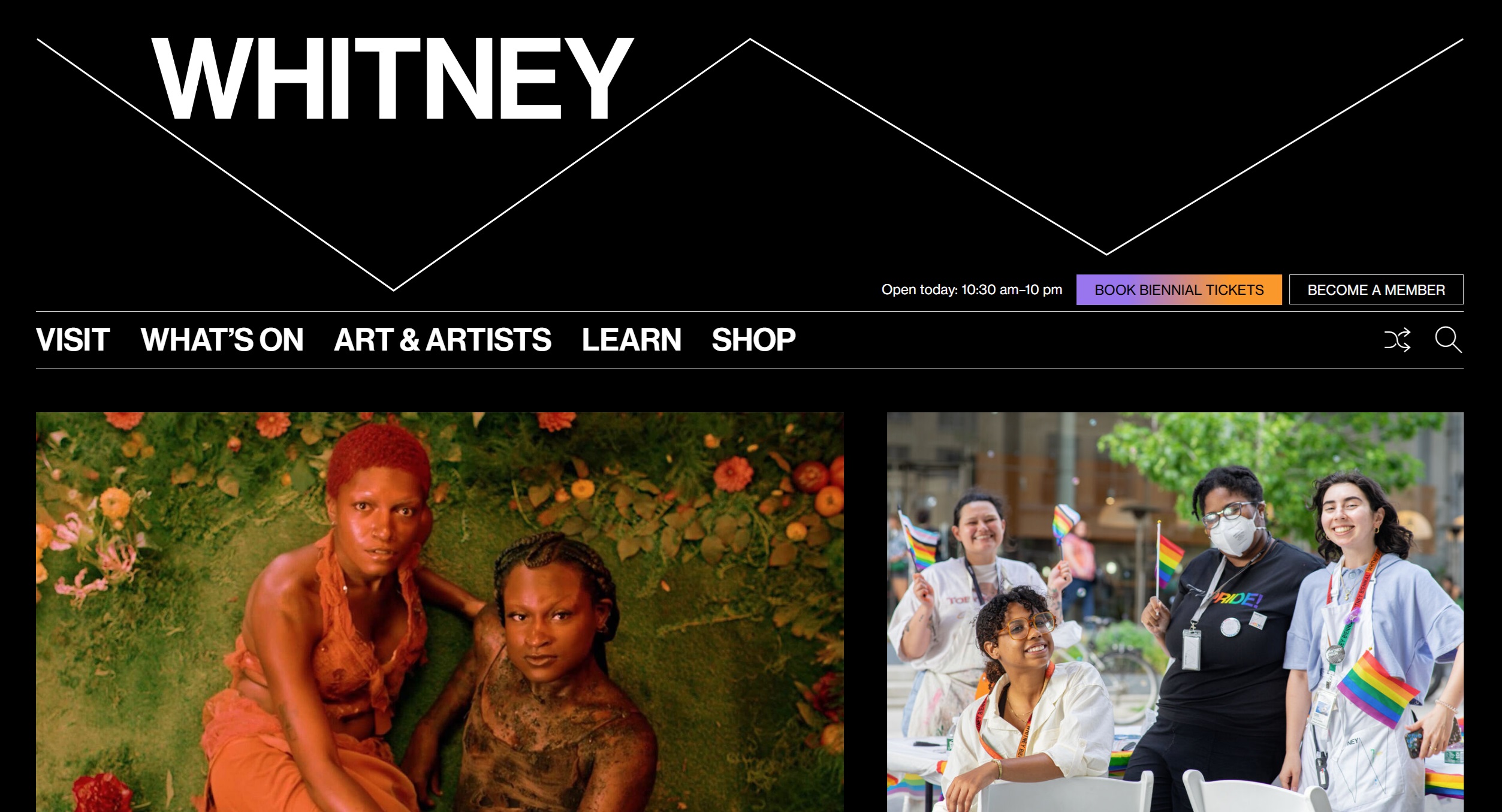 Parte della homepage del Whitney Museum of American Arts